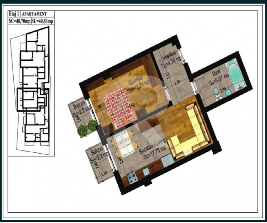Vanzare apartament 2 camere Traian