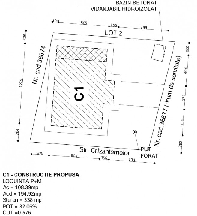 Casă P+M 120 mp LOT 676 mp Adunații-Copăceni, str Crizantemelor