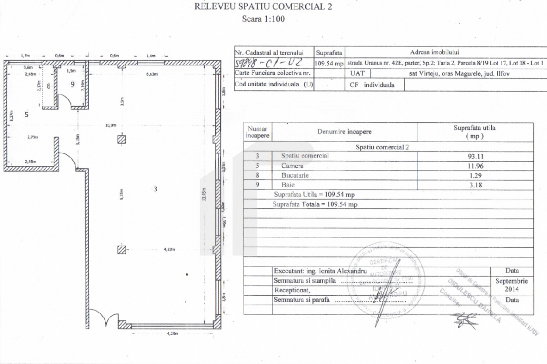 Spatiu Comercial 110 MP+lot 222 MP+2 locuri parcare New Residence