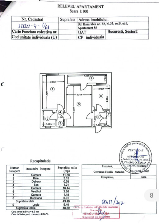 Apartament  2 camere National Arena Basarabia  Piata Muncii